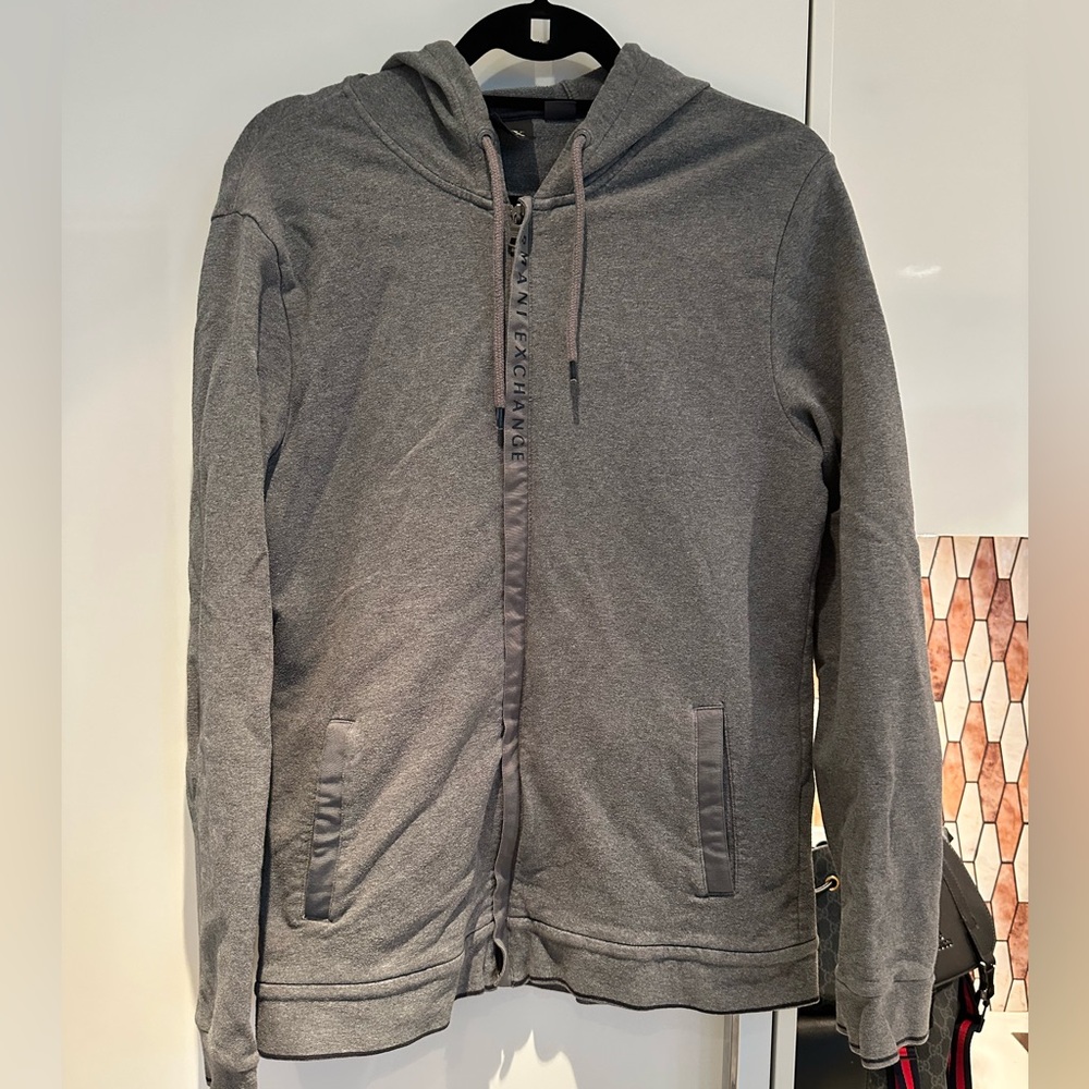 Armani Exchange Men's Charcoal Hoodie Jacket
